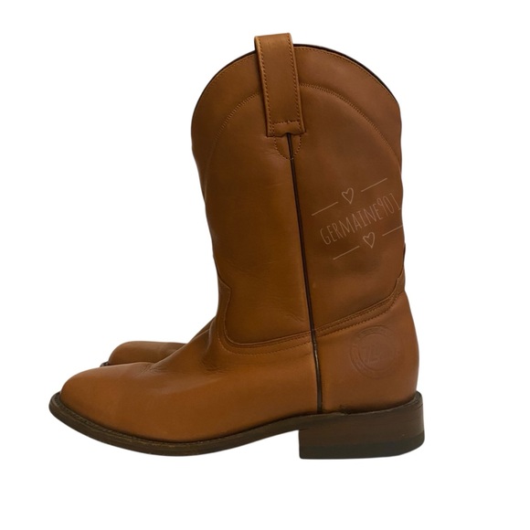 Siete Luguas Tan Leather Roper Boots 1000 Mexican Western Cowboy Boots Sz 26 - Picture 1 of 16